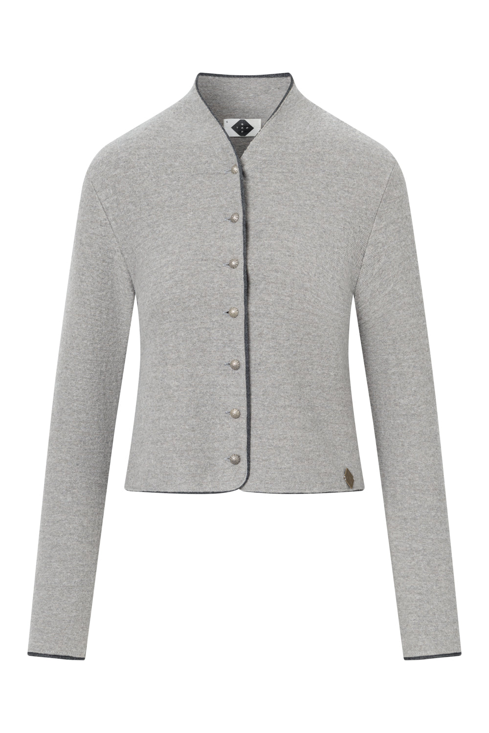 Stapf Damen Trachtenjacke BRUNA – 50% Merinowolle, 50% Bio-Baumwolle, warm und nachhaltig – Grau – 88724803-816