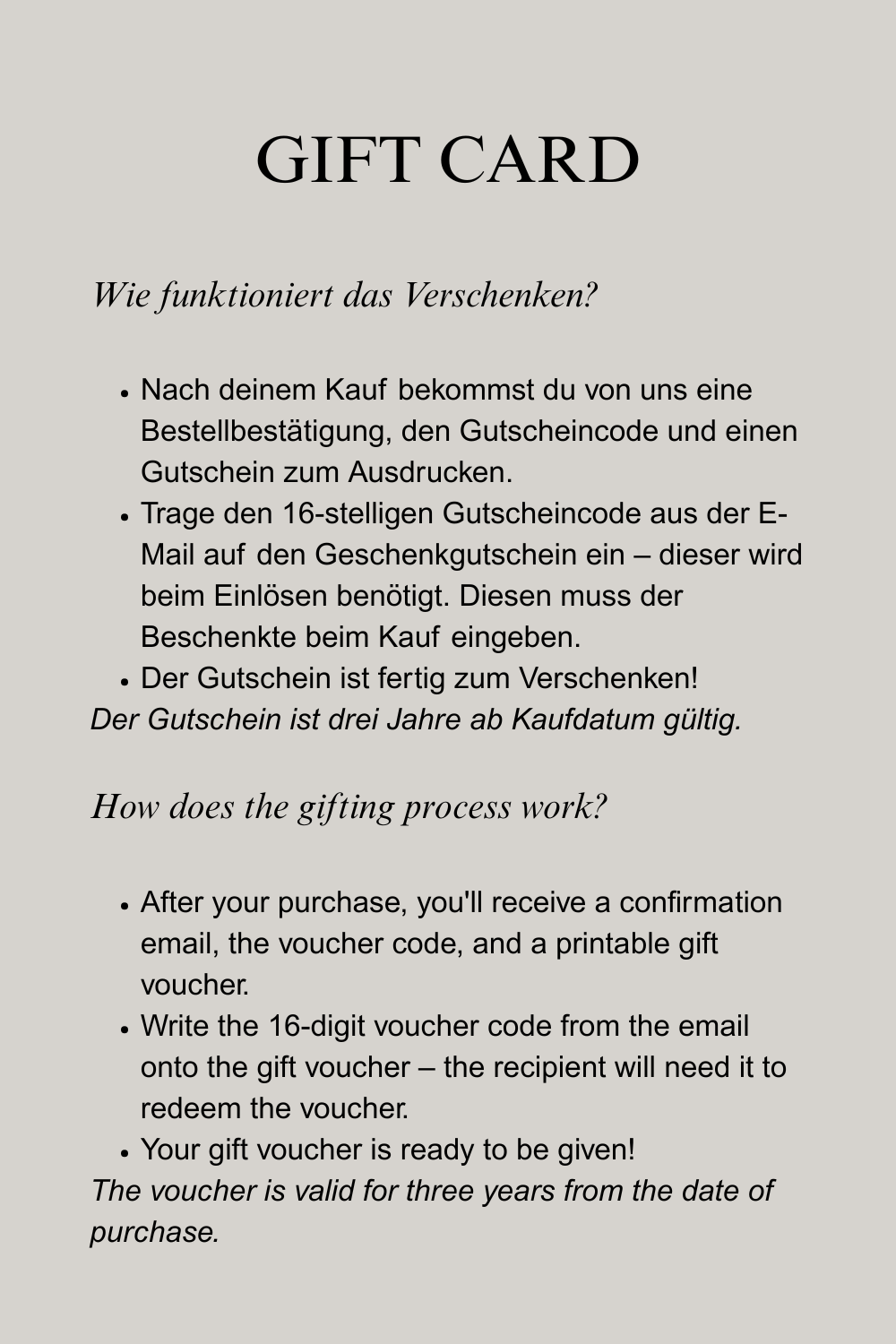 STAPF Geschenkgutschein