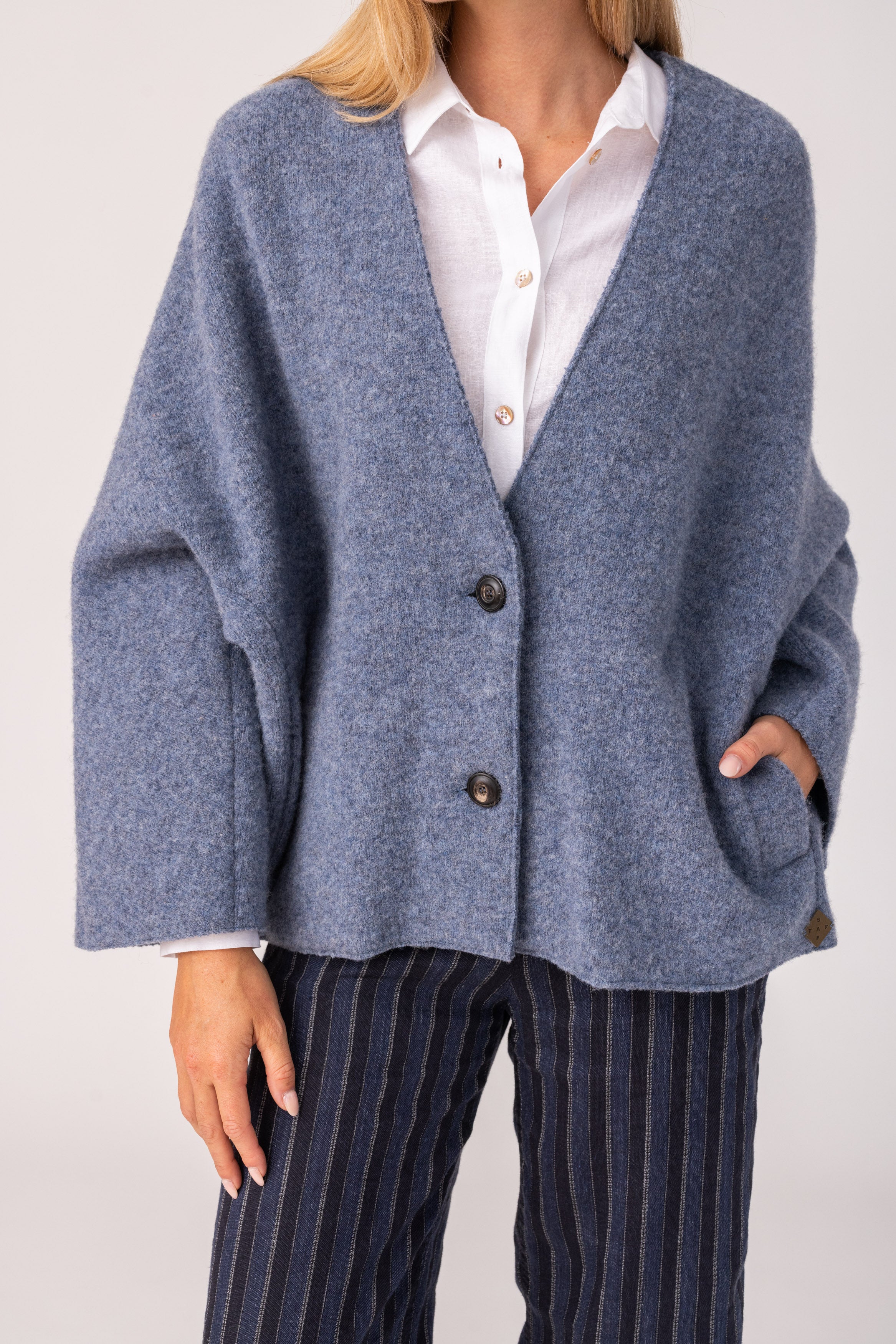 Damen Jacke Jule - 50721010 - 615 - Lammwolle - Natürlich Nachhaltig - Blau