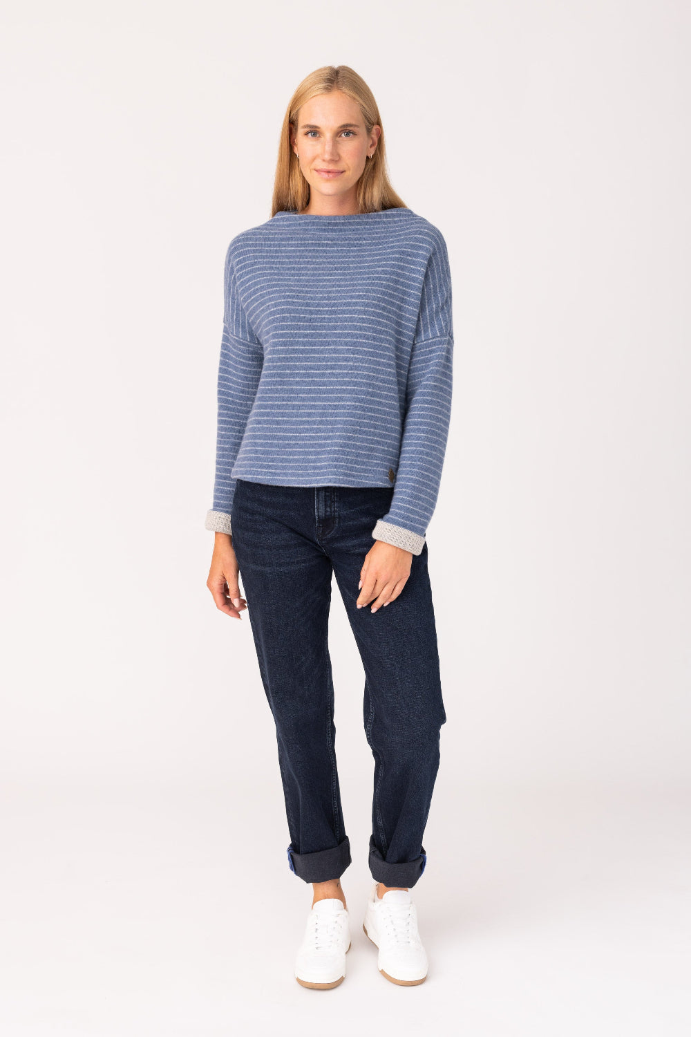 Womens Pullover Nico Stripe - 50% virgin wool & 50% cotton , naturally sustainable, Comfy Stripe Pullover - Blue - 50760333 - 6210