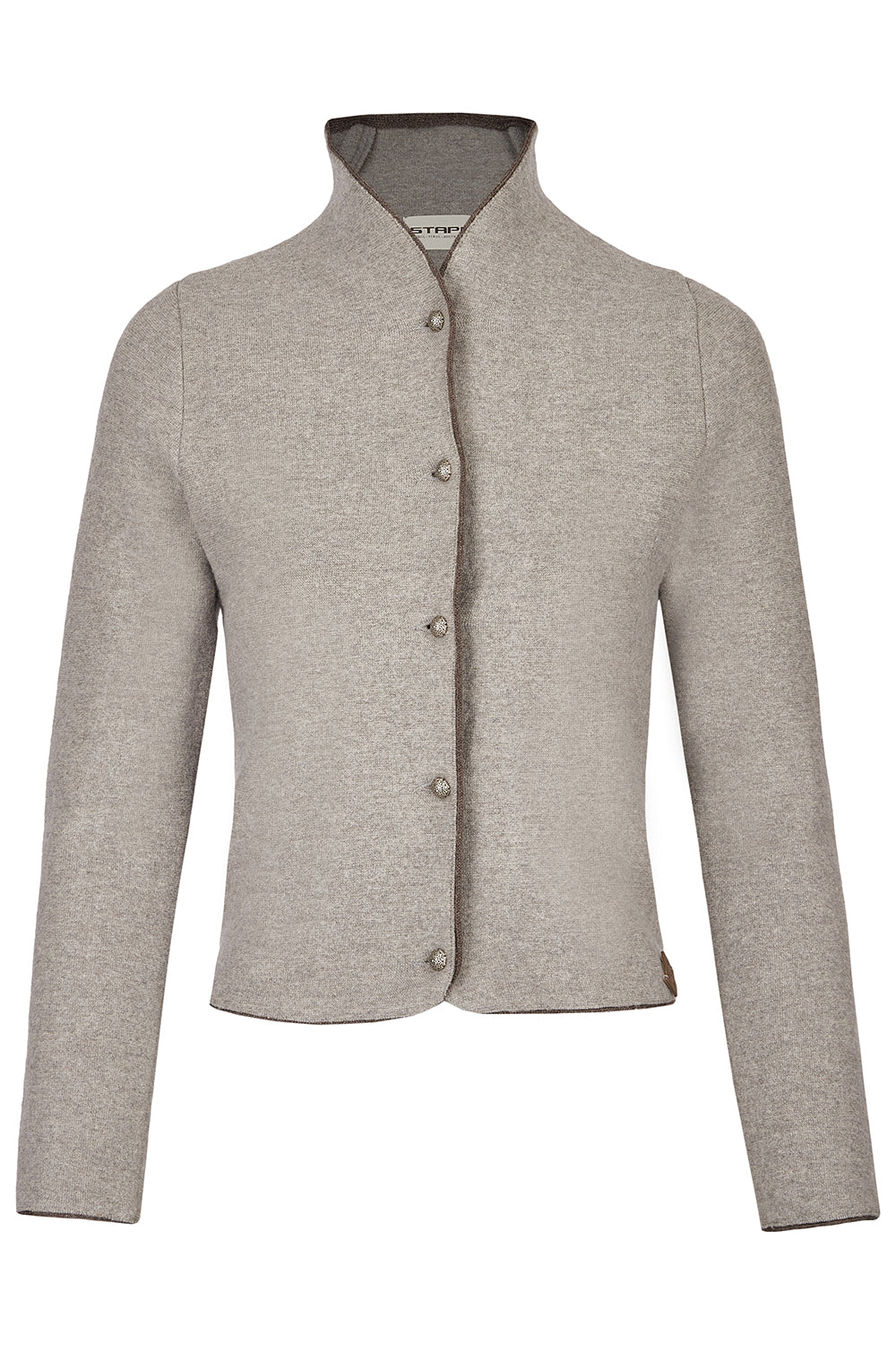 Stapf Damen Trachtenjacke DORIKA – 100% Schurwolle, tailierte Strickjacke, nachhaltig – Beige – 23924801 - 816