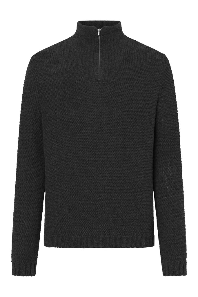 Mens Pullover Nikolai - 50% virgin wool & 50% cotton , naturally sustainable, Comfy and warm Pullover -  Dark Grey - 88868000 - 990